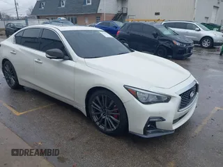 2019 Infiniti Q50 RED SPORT 400 with VIN JN1FV7AP2KM760252, listed as a IAAI auction lot 41729947 with 65,838 mi miles. Bid and sale history available at carsss.com. Image 1.