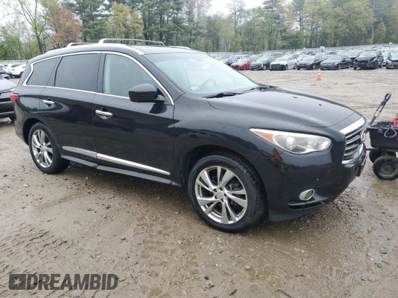 2013 Infiniti JX35 with VIN 5N1AL0MM3DC341546, listed as a Copart auction lot 55587155 with 128,846 mi miles and Clean Title. Bid and sale history available at DreamBid. Image 4.