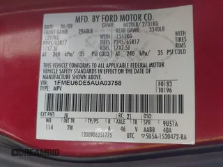 2010 Ford Explorer XLT with VIN 1FMEU6DE5AUA03758, listed as a IAAI auction lot 40921795 with 122,386 mi miles. Bid and sale history available at carsss.com. Image 9.