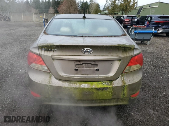 2012 Hyundai Accent GLS with VIN KMHCU4AE9CU169476, listed as a Copart auction lot 48805265 with 170,008 mi miles and Clean Title. Bid and sale history available at carsss.com. Image 6.