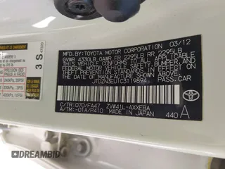 2012 Toyota Prius Two z VIN JTDZN3EU1C3119894, wystawiony jako IAAI lot #42235626 z przebiegiem 108 398 mil mil oraz . Historia ofert i sprzedaży dostępna na DreamBid. Obrazek 9.
