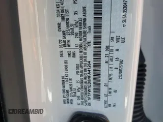 2022 Ford F-150 XL with VIN 1FTFW1ED8NFA41264, listed as a Copart auction lot 47082855 with 21,784 mi miles and Salvage Title. Bid and sale history available at carsss.com. Image 12.