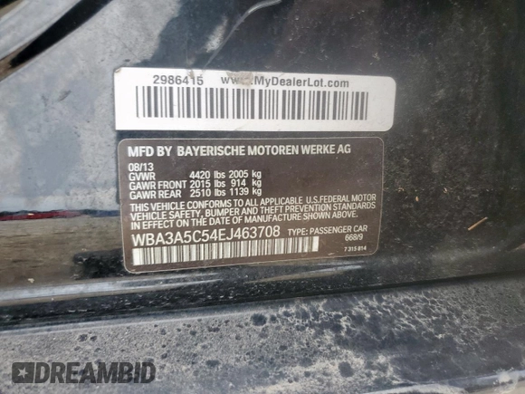 2014 BMW 3 Series 328i z VIN WBA3A5C54EJ463708, wystawiony jako Copart lot #63652715 z przebiegiem 162 619 mil mil oraz Szkoda całkowita • Salvage title. Historia ofert i sprzedaży dostępna na DreamBid. Obrazek 12.