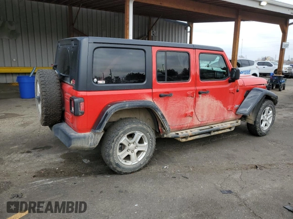 2020 Jeep Wrangler Unlimited Sport S with VIN 1C4HJXDNXLW160354, listed as a Copart auction lot 50141615 with 62,812 mi miles and Salvage title. Bid and sale history available at DreamBid. Image 3.
