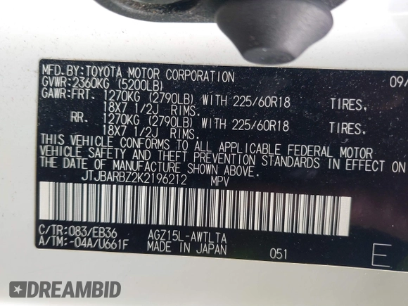 2019 Lexus NX 300 z VIN JTJBARBZ2K2196212, wystawiony jako IAAI lot #41875609 z przebiegiem 108 897 mil mil oraz . Historia ofert i sprzedaży dostępna na DreamBid. Obrazek 9.