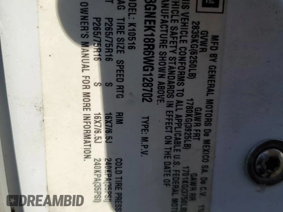 1998 Chevrolet Tahoe z VIN 3GNEK18R6WG128702, wystawiony jako Copart lot #49961445 z przebiegiem 154 187 mil mil oraz Czysty tytuł • Clean title. Historia ofert i sprzedaży dostępna na DreamBid. Obrazek 13.