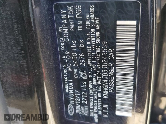 2018 Genesis G80 Sport с VIN KMHGN4JB3JU243539, выставлен на аукционе Copart как лот 43653695 с пробегом 81 008 миль миль и Списание • Salvage title. История ставок и продаж доступна на DreamBid. Изображение 14.