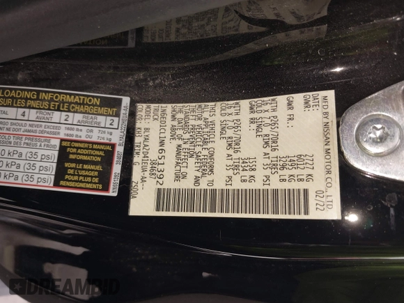 2022 Nissan Frontier S with VIN 1N6ED1CL1NN651392, listed as a IAAI auction lot 41888997 with 73,835 mi miles and . Bid and sale history available at DreamBid. Image 9.