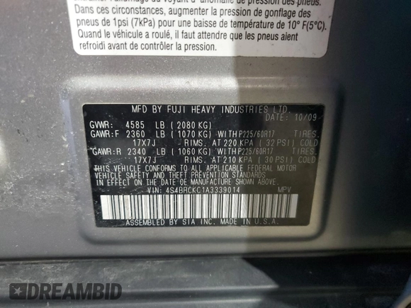 2010 Subaru Outback Limited Power Moon with VIN 4S4BRCKC1A3339014, listed as a Copart auction lot 44528525 with 75,276 mi miles and Salvage title. Bid and sale history available at DreamBid. Image 13.