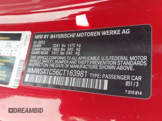 2012 MINI Coupe z VIN WMWSX1C56CT163981, wystawiony jako IAAI lot #42286576 z przebiegiem 131 955 mil mil oraz . Historia ofert i sprzedaży dostępna na DreamBid. Obrazek 9.