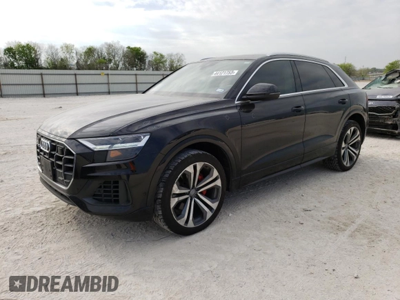 2019 Audi Q8 Premium Plus with VIN WA1BVAF17KD046754, listed as a Copart auction lot 44121753 with 56,488 mi miles. Bid and sale history available at carsss.com. Image 1.