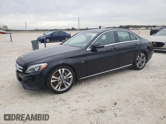 2018 Mercedes-Benz C 350e with VIN 55SWF4HB0JU238745, listed as a Copart auction lot 88916345 with 44,808 mi miles and Salvage title. Bid and sale history available at DreamBid. Image 1.