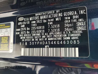 2019 Kia Sorento EX V6 with VIN 5XYPHDA54KG463085, listed as a Copart auction lot 53067765 with 74,929 mi miles and Salvage Title. Bid and sale history available at carsss.com. Image 13.