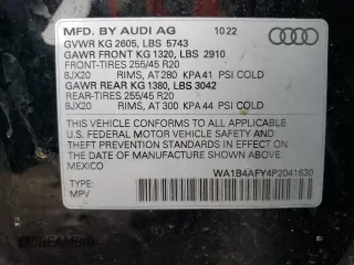 2023 Audi SQ5 Premium Plus with VIN WA1B4AFY4P2041630, listed as a Copart auction lot 46045514 with 6,604 mi miles and Salvage Title. Bid and sale history available at DreamBid. Image 12.
