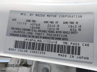 2020 Mazda Mazda3 Hatchback with VIN JM1BPALM8L1155418, listed as a IAAI auction lot 41285148 with 42,781 mi miles. Bid and sale history available at carsss.com. Image 9.