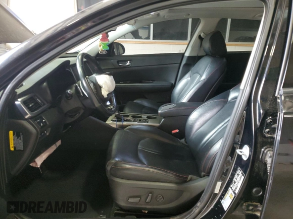 2016 Kia Optima SX Turbo with VIN 5XXGW4L23GG011780, listed as a Copart auction lot 56628295 with 104,288 mi miles and Salvage title. Bid and sale history available at DreamBid. Image 7.