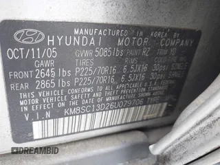 2006 Hyundai Santa Fe GLS with VIN KM8SC13D26U079706, listed as a IAAI auction lot 42464991 with 133,735 mi miles and . Bid and sale history available at DreamBid. Image 9.