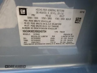 2016 Chevrolet Silverado 1500 with VIN 3GCUK9EC2GG243754, listed as a Copart auction lot 65798744 with 139,207 mi miles and Salvage Title. Bid and sale history available at DreamBid. Image 12.