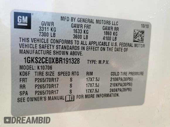 2011 GMC Yukon SLT with VIN 1GKS2CE0XBR191328, listed as a Copart auction lot 72386084 with 241,725 mi miles and Salvage Title. Bid and sale history available at carsss.com. Image 13.