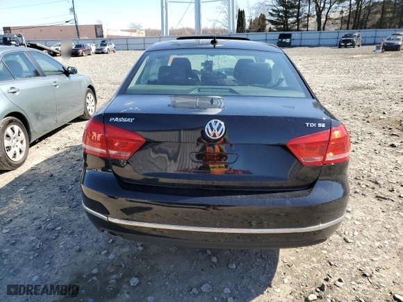 2014 Volkswagen Passat TDI SE w/Sunroof with VIN 1VWBN7A36EC094271, listed as a Copart auction lot 48369445 with 0 mi miles and Salvage Title. Bid and sale history available at carsss.com. Image 6.
