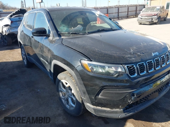 2024 Jeep Compass Sport with VIN 3C4NJDAN1RT126498, listed as a IAAI auction lot 41170375 with 12,466 mi miles and . Bid and sale history available at DreamBid. Image 1.