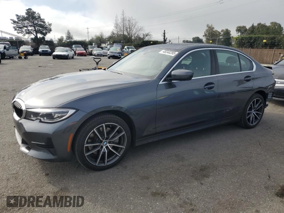 2021 BMW 3 Series 330i with VIN 3MW5R1J08M8B53217, listed as a Copart auction lot 48340395 with 14,571 mi miles and Salvage Title. Bid and sale history available at carsss.com. Image 1.