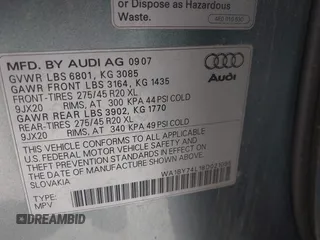 2008 Audi Q7 Premium with VIN WA1BY74L18D021095, listed as a IAAI auction lot 42577363 with 132,988 mi miles and . Bid and sale history available at DreamBid. Image 9.