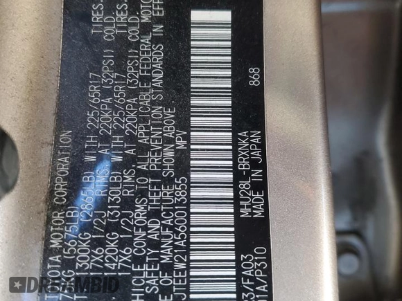2006 Toyota Highlander z VIN JTEEW21A560013855, wystawiony jako Copart lot #88144905 z przebiegiem 154 983 mil mil oraz Szkoda całkowita • Salvage title. Historia ofert i sprzedaży dostępna na DreamBid. Obrazek 13.