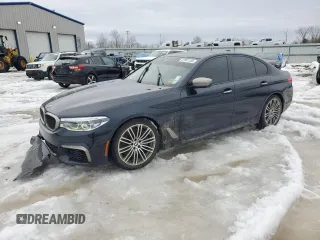 2018 BMW 5 Series M550i xDrive with VIN WBAJB9C59JB286363, listed as a Copart auction lot 47881155 with 88,786 mi miles and Salvage Title. Bid and sale history available at carsss.com. Image 1.