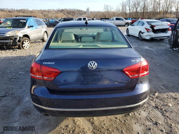 2013 Volkswagen Passat TDI SE with VIN 1VWBN7A32DC122579, listed as a Copart auction lot 85210174 with 164,495 mi miles and Salvage Title. Bid and sale history available at carsss.com. Image 6.