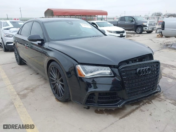 2013 Audi A8 L 4.0L with VIN WAUR2AFDXDN017895, listed as a IAAI auction lot 41609142 with 104,744 mi miles. Bid and sale history available at carsss.com. Image 1.