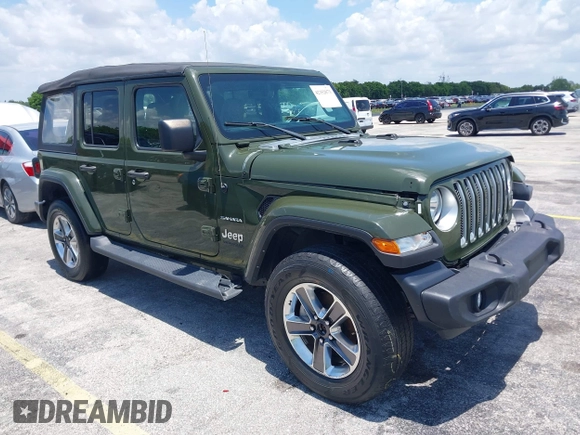 2022 Jeep Wrangler Unlimited Sahara z VIN 1C4HJXEN3NW242458, wystawiony jako IAAI lot #42352073 z przebiegiem 26 154 mil mil oraz . Historia ofert i sprzedaży dostępna na DreamBid. Obrazek 1.