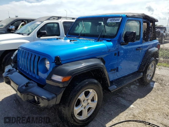 2021 Jeep Wrangler Sport with VIN 1C4GJXAG7MW858553, listed as a Copart auction lot 74095444 with Not Provided miles and Non Repairable. Bid and sale history available at DreamBid. Image 1.