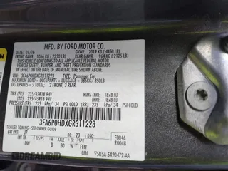 2016 Ford Fusion SE with VIN 3FA6P0HDXGR311223, listed as a IAAI auction lot 42648936 with 129,130 mi miles and . Bid and sale history available at DreamBid. Image 9.