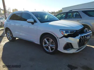 2020 Audi Q3 S line Premium Plus with VIN WA1EECF36L1103748, listed as a IAAI auction lot 41368428 with 21,155 mi miles. Bid and sale history available at carsss.com. Image 1.