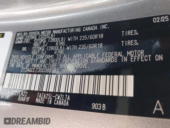 2025 Lexus NX 350 with VIN 2T2AGCEZ3SC080391, listed as a IAAI auction lot 42331282 with 1,464 mi miles and . Bid and sale history available at DreamBid. Image 9.
