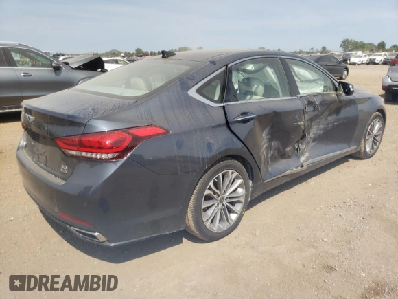 2017 Genesis G80 3.8L with VIN KMHGN4JEXHU176409, listed as a Copart auction lot 68038554 with 120,655 mi miles and Salvage Title. Bid and sale history available at DreamBid. Image 3.