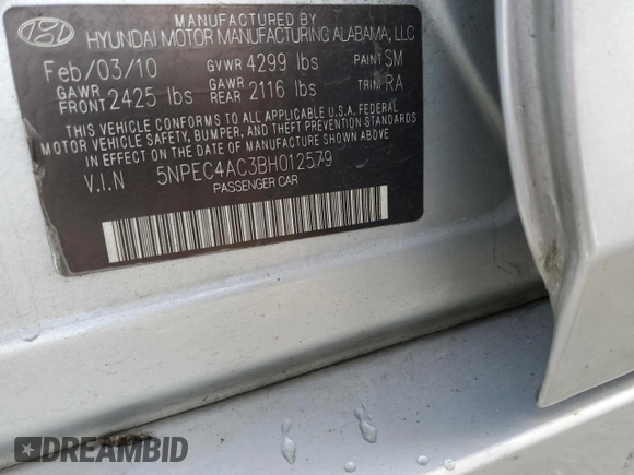 2011 Hyundai Sonata SE with VIN 5NPEC4AC3BH012579, listed as a Copart auction lot 81466064 with Not Provided miles and Salvage Title. Bid and sale history available at carsss.com. Image 13.