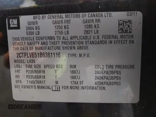 2011 GMC Terrain SLT-1 z VIN 2CTFLVE51B6381116, wystawiony jako IAAI lot #42229723 z przebiegiem 175 293 mil mil oraz . Historia ofert i sprzedaży dostępna na DreamBid. Obrazek 9.