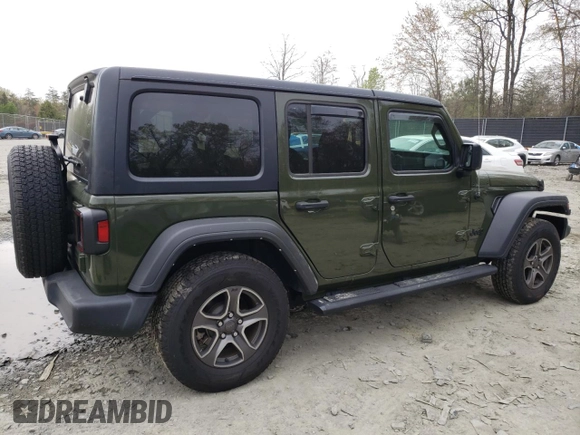 2021 Jeep Wrangler Unlimited Sport S с VIN 1C4HJXDG0MW687032, выставлен на аукционе Copart как лот 52653385 с пробегом 45 642 миль миль и Списание • Salvage title. История ставок и продаж доступна на DreamBid. Изображение 3.