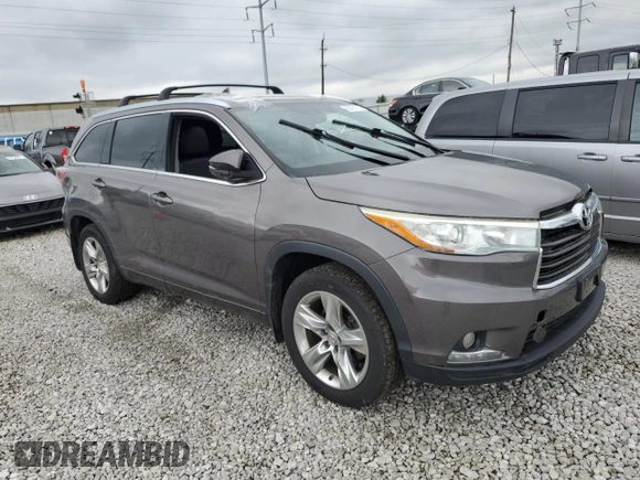 2015 Toyota Highlander Limited z VIN 5TDDKRFH2FS079464, wystawiony jako Copart lot #58397725 z przebiegiem Nie podano mil oraz Szkoda całkowita • Salvage title. Historia ofert i sprzedaży dostępna na DreamBid. Obrazek 4.