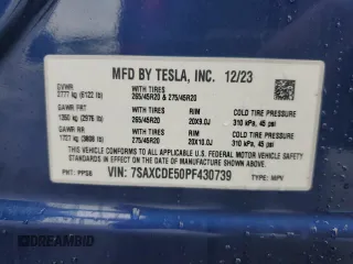 2023 Tesla Model X with VIN 7SAXCDE50PF430739, listed as a Copart auction lot 43069745 with 13,942 mi miles and Salvage Title. Bid and sale history available at DreamBid. Image 13.