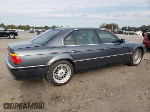 2000 BMW 7 Series 740iL with VIN WBAGH8340YDP09744, listed as a Copart auction lot 75586844 with 0 mi miles and Clean Title. Bid and sale history available at carsss.com. Image 3.
