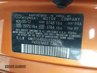 2013 Hyundai Veloster w/Black Int с VIN KMHTC6AD0DU122635, выставлен на аукционе IAAI как лот 41768900 с пробегом 110 358 миль миль и . История ставок и продаж доступна на DreamBid. Изображение 9.
