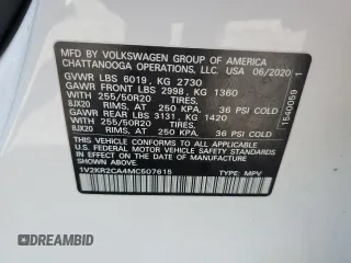 2021 Volkswagen Atlas SE с VIN 1V2KR2CA4MC507615, выставлен на аукционе Copart как лот 54476505 с пробегом 90 192 миль миль и На запчасти • Non repairable. История ставок и продаж доступна на DreamBid. Изображение 13.