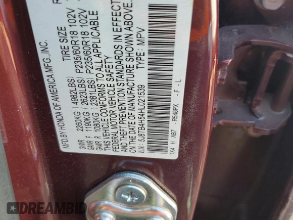 2017 Acura RDX Technology with VIN 5J8TB4H54HL021539, listed as a Copart auction lot 57504095 with 52,339 mi miles and Salvage title. Bid and sale history available at DreamBid. Image 14.