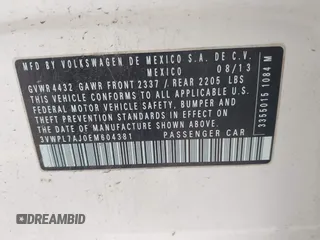 2014 Volkswagen Jetta TDI w/Sunroof с VIN 3VWPL7AJ0EM604381, выставлен на аукционе IAAI как лот 42362066 с пробегом 159 274 миль миль и . История ставок и продаж доступна на DreamBid. Изображение 9.