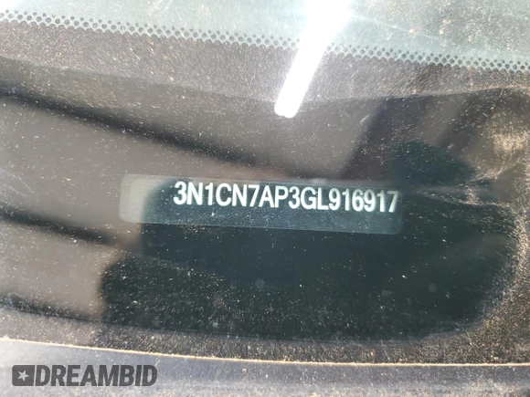 2016 Nissan Versa SV z VIN 3N1CN7AP3GL916917, wystawiony jako Copart lot #55994285 z przebiegiem Nie podano mil oraz Szkoda całkowita • Salvage title. Historia ofert i sprzedaży dostępna na DreamBid. Obrazek 13.
