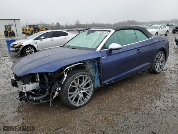 2021 Audi S5 Cabriolet Prestige with VIN WAUY4GF5XMN005103, listed as a Copart auction lot 43256465 with NaN miles and Salvage Title. Bid and sale history available at carsss.com. Image 1.