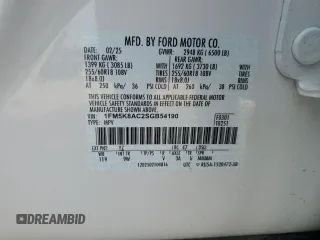 2025 Ford Explorer with VIN 1FM5K8AC2SGB54190, listed as a Copart auction lot 58993845 with 1,826 mi miles and Salvage title. Bid and sale history available at DreamBid. Image 13.